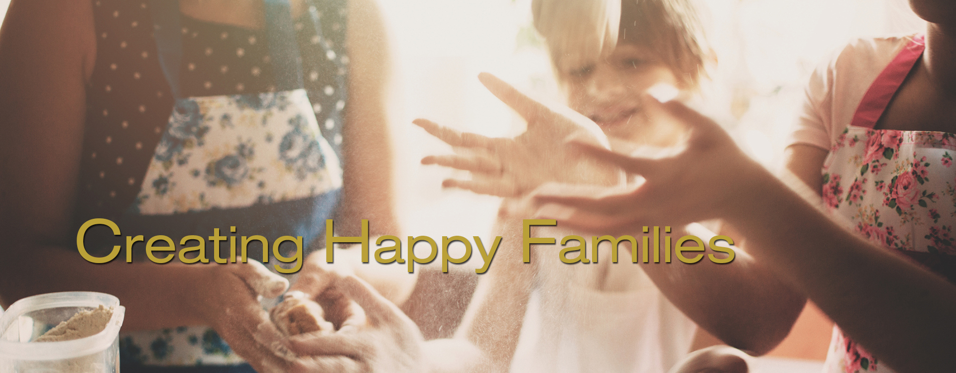 Family cooking together in the morning, playing with flour